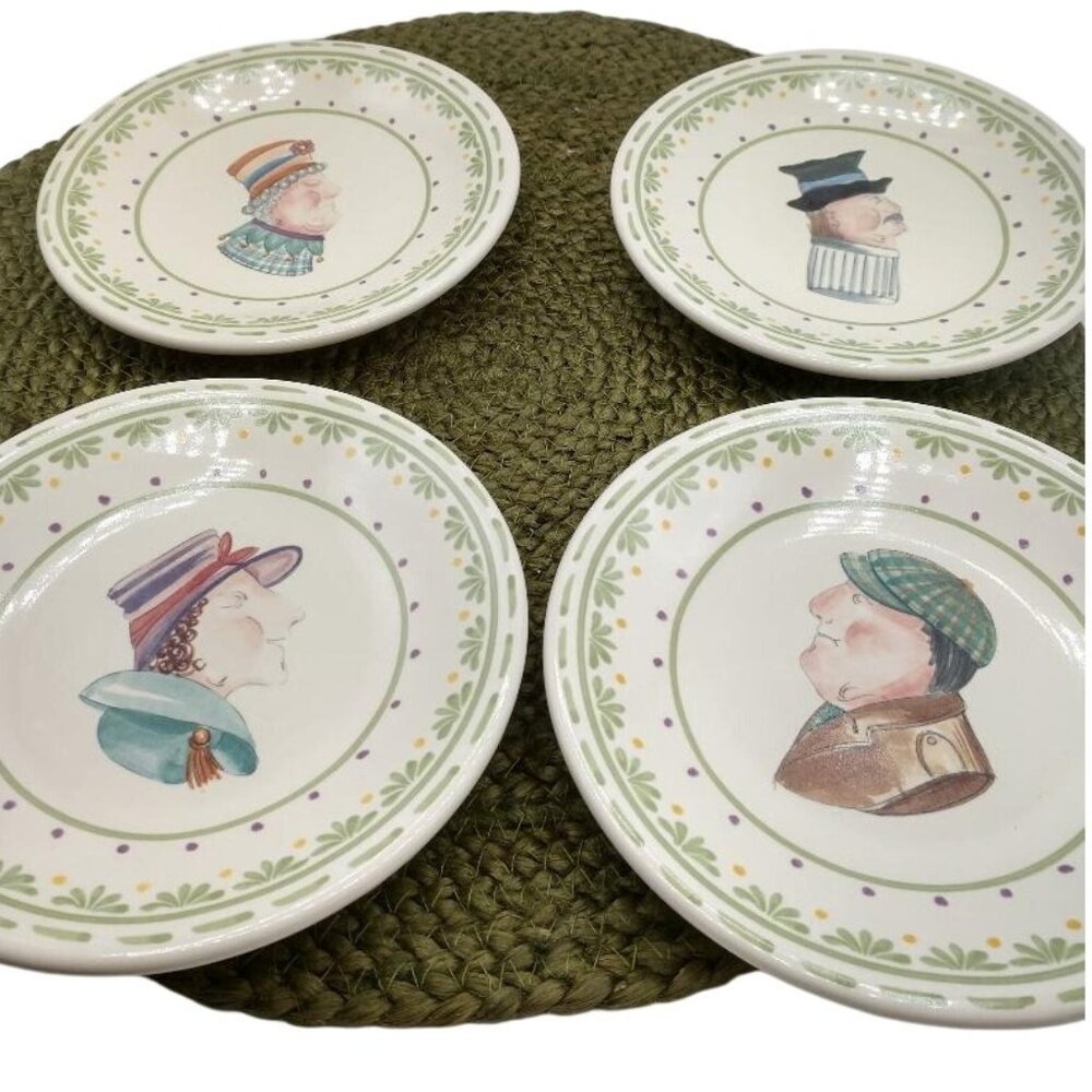 Topsy Turvy Plates Set Of 4 6.25" Pfaltzgraff The Circle Of Kindness Porcelain